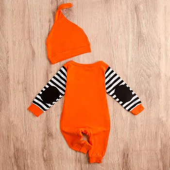 Novorodenca, Baby, Dievčatá, Chlapcov Halloween Prúžok List Tlač Jumpsuit Oblečenie