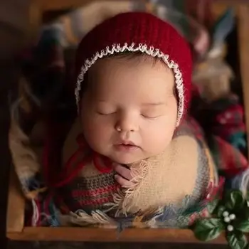 Novorodenca Fotografie Rekvizity Dieťa Vianočné Hat Háčkovanie Dojčatá Oblečenie, Deka Baby Foto Streľba Príslušenstvo