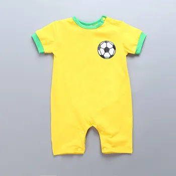Novorodenca Lete Remienky Krátky Rukáv Futbal Šport Baby Futbal Oblečenie Bavlna Dieťa Remienky Batoľa Jumpsuist