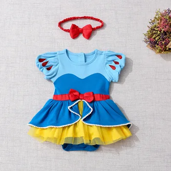 Novorodenca Romper Cartoon Detské Oblečenie Morská víla Snow White Baby Girl Romper Jumpsuit 1. Narodeniny Princezná Dieťa Kostým Oblečenie