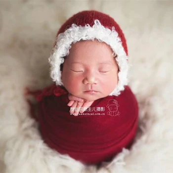 Novorodenca Vianočné prop Červené a biele Santa elf Vianočné hat Deti Háčkovanie Santa Klobúk Otec Vianoc Kapoty