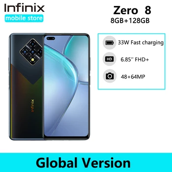 Nová Globálna Verzia Infinix Zero 8 8 GB 128 GB Chytrý Telefón 64MP Quad Fotoaparát 6.85