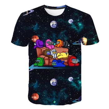 Nová Hra Medzi Nami T-shirt Deti 3D Farba Impostor Cartoon Deti Kawaii Grafické Tričko Tees Baby Chlapci Oblečenie Letné Topy