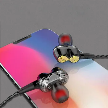 Nová In-Ear Slúchadlá Subwoofer Quad-Core Dual-Cyklus Univerzálny Headset 3,5 mm Rozhranie, Vhodný Pre Rôzne mobilné Telefóny, Tablety