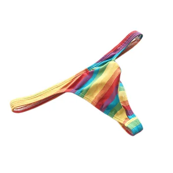 Nová kolekcia nízka-v strede zúžený mužov rainbow prekladané tangá s bavlnou zdvihol tangá pre pevné a pohodlné pánske T nohavice