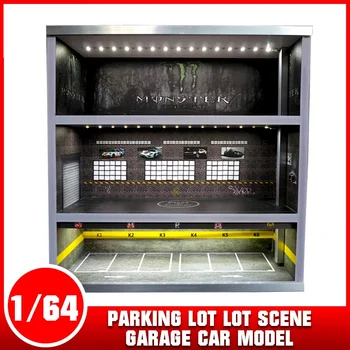 Nové 1/64 Podzemné Parkovisko veľa scény garáž model Auta 3 vrstvy displej kabinetu svetlo úložný box dekorácie