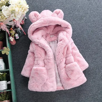 Nové 2018 Baby Girls Long Sleeve Zimné Umelú Kožušinu Značky Kožušinový Kabát pre Dievčatá Mäkká Srsť Deti Outwear