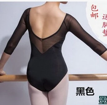 Nové 2019 Sexy Plus Veľkosť Krátky Dlhý Rukáv Dievčatá, Ženy, Dospelých Spandex Tanec Balet Trikot Čiernej Čipky Trikot