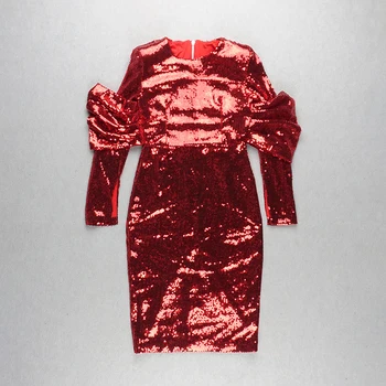 Nové 2020 Módne Svadobné Black Red Ženy Šaty Elegantné Flitrami Večer Klub Party Šaty Vestidos Jar Jeseň Bodycon Šaty