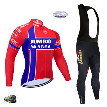 Nové 2020 Vêtements de vélopro Tím Jumbo VISMA Ciclismo Roupa Červená Invierno Zimné Thermal Fleece, Cyklistika Dres Mužov Športové oblečenie