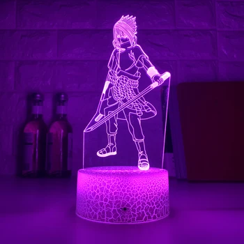 Nové 3d Led Nočné Svetlo Uchiha Sasuke Obrázok Farby Nočného pre Deti Spálňa Decor Dotykový Snímač stolná Lampa Naruto Darček