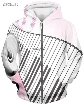 Nové 3D vytlačené klavír zips hoodies mužov a ženy móda hoodies худи klavír hoodies outdoor bunda menxs-6xl