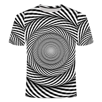 Nové 3D závrat hypnotické tlačiť T-shirt pánske, dámske vtipné krátke rukávy T-shirt, pánske tričko T-shirt, 3D art krátky rukáv