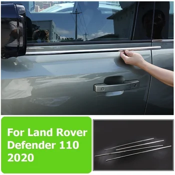 NOVÉ!!! 4 Ks/Set Nehrdzavejúcej Ocele Svetlé Strieborné Auto Okno Dekorácie Kryt Horizontálne Výbava Pre Land Rover Defender 110 130 2020