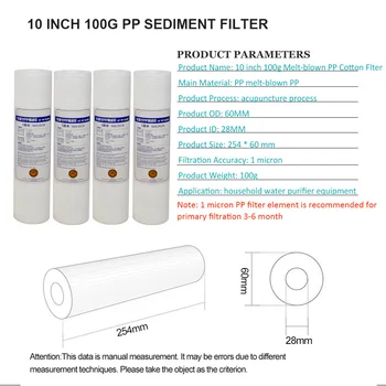 Nové 4pcs PP Bavlna Filter Vody, Filtrovanie Vody Čistička 10 Palcový 1 Micron Sediment Vodný Filter Kazety Systém Reverznej Osmózy