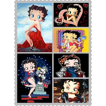 Nové 5D DIY Diamond Výšivky Betty Boop Cartoon Diamond Maľovanie Cross Stitch Plný Drahokamu Darček Mozaiky Domáce Dekorácie umenie
