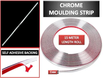 Nové 6mm*15m 49FT Chrome Auto Styling Tvarovanie Pásu Výbava Samolepiace Kryt Pásky
