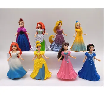 Nové 8pcs/set 10 cm princezná Belle Rapunzel Bábiky Ariel malá Morská víla Snow white mini bábiky dievča je hračka Tortu dekorácie, darčeky