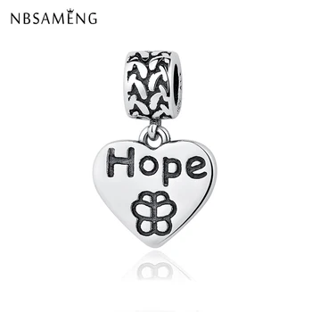 Nové 925 Sterling Silver Korálky Kúzlo Dúfam, že Motýľ Na Srdce Prívesok Charms Fit Ženy, Náramky, Náhrdelník DIY Šperky