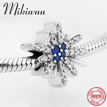 Nové 925 Sterling Silver nádherný Ohňostroj Charms Jasné a Modrej CZ korálky Šperky čo Fit Pôvodné Mikiwuu kúzlo Náramok