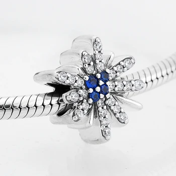 Nové 925 Sterling Silver nádherný Ohňostroj Charms Jasné a Modrej CZ korálky Šperky čo Fit Pôvodné Mikiwuu kúzlo Náramok