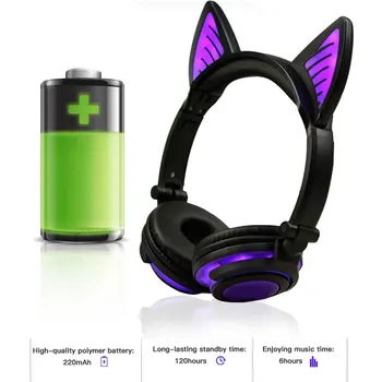 Nové Bezdrôtové Bluetooth Slúchadlá Skladacia Blikajúce Darček k Narodeninám Mačka Ucho Deti Slúchadlá Herné Headset S LED Svetlom