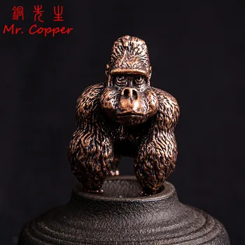 Nové Bronzové Ploche Ornament Dekorácie Čistá Červená Meď Gorila Čaj Pet Dekor kancelársky Stôl Miniatúrne Figúrky Symbolom Sily