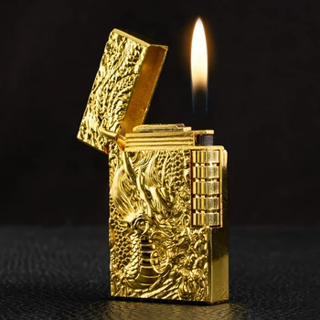 Nové Brúsne Koliesko Zadarmo Požiaru Ľahšie Kovové Ultra Tenký Plastický Gold Dragon Pazúrik, Plyn, Ľahší Bután Vetru Zapaľovače