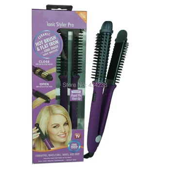 NOVÉ ceramic hair straightener &vlasy curler 2 v 1, vlasy hrebeňom kulma farba fialová 26mm 100v-240v Univerzálne napätie