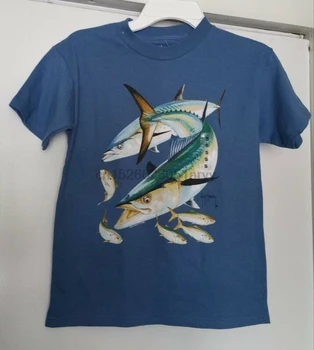 NOVÉ Chlapci Chlap Harvey Ryby, Rybárske Tričko Veľkosť XS Malé Pobrežné Oblečenie