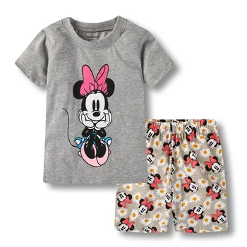 Nové Deti Chlapci Dievčatá Oblečenie Baby Princess Pyžamo Letné Krátke Rukávy Nastaviť Cartoon Minnie Detí Sleepwear