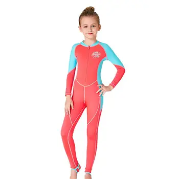 Nové Deti neoprénové Oblek Dievča Patchwork Dlhý Rukáv Protislnečnú Ochranu proti UV žiareniu jednodielne Plavky Potápačský Oblek plavky detské Plavky