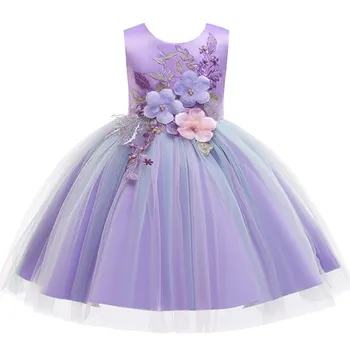 Nové detské šaty 2019 nové 3-12 rokov čipky farby zodpovedajúce dievčatá princezná šaty nadýchané šaty