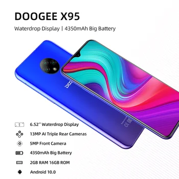 Nové DOOGEE X95 Android 10 4G-LTE mobilné telefóny 6.52