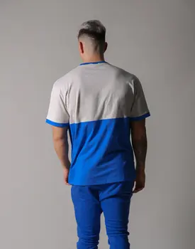 Nové Dorazí T Shirt Mužov Bavlna Patchwork Tričko V-Neck Príležitostné Športové tričko Muži Móda