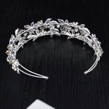 Nové Drahokamu Crystal Tiara Pearl Princezná Hlavový Most Pre Nevestu Vlasy Príslušenstvo Kráľovná Svadobné Diadem Vlasy, Šperky Headpiece
