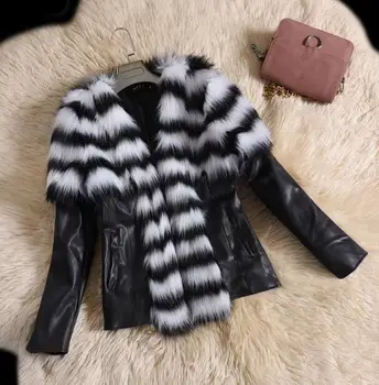 Nové dámske kabáty imitácia scorpion vlny oviec simulácia PU kožené módne predaj umelú kožušinu vrchné oblečenie plus veľkosť 5xl 6x jacketsl