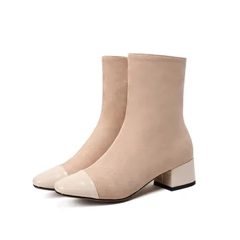 Nové dámske Topánky na Vysokom Opätku Sklzu členkové topánky zimné Úsek ponožky, topánky elegantné Námestie vysoké podpätky, topánky žena Plus veľkosť 32 - 44
