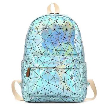 Nové Geometrické Holografické Žien taška Hologram Kožená Taška cez Rameno Módy veľký cestovný Batoh Laser Pre Dievča Školské tašky