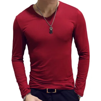 Nové Jarné Muži T-Shirt Long Sleeve T Shirt Mužov O-Krku Fitness Jogging Tee Základné Bežecké Homme Vrchné Oblečenie Camiseta Hombre 2020