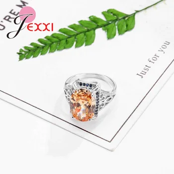 Nové Jedinečné Ohromujúci Celkom 925 Sterling Silver Prst Krúžky S Orange Oválne Krištáľové Šperky, Darček Pre Ženy