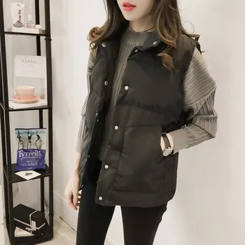 Nové Jeseň / zima vesta kórejský móda pre študentov pevné, teplé, bez rukávov bavlnená bunda vesta ženy bunda vesta topy plus veľkosť