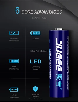 Nové JUGEE 2000mah 1,5 v AA 3000mWh usb nabíjateľné Li-polymer lithium AA usb batéria + USB 4 slot nabíjačky