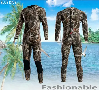 Nové kamufláže 3 mm potápačský oblek teplé zimné oblečenie muž dlho puzdre plavky Siamské pribrala medúzy obleku