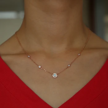 Nové kolo Opal Prívesok Náhrdelníky Pre Ženy Móda Lady Cubic Zirconia white fire opal náhrdelníky 41+5cm reťazca