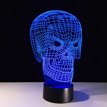 Nové Kostra 3D LED Lampa 7 Zmena Farby 3D Nočné Svetlo Farebné Lebky Stolové Svietidlo Pre Dovolenku Darčeky Strany Narodeniny Drop Shipping