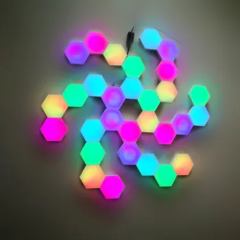 Nové Kvantové Svetlo Dotykový Snímač Nočné Osvetlenie RGB Noc Lampa Modulárny Hexagon luminaria Tvorivé Domova Farba Dekorácie, Lampy