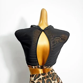 Nové latinské Tanečné Šaty Dospelých Sexy Topy Latin Dance Sukne Leopard Výkon Oblečenie Žien Salsa Samba Cha-Cha Kostým VDB2285