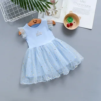 Nové Letné Baby Dievčatá Tutu Šaty Deti Strany Dievčatko Deti Oblečenie Lietania Rukáv Princezná 2021 Nové Oblečenie Šaty