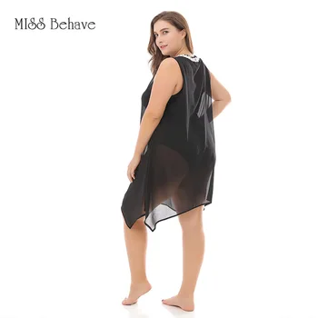 Nové letné plus veľkosť mini šaty pre ženy, veľké voľné príležitostné bez rukávov čierny priehľadný šifón sandbeach šaty 4XL 5XL 6XL